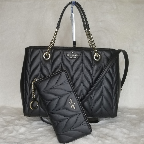 kate spade 2PCS SET QUITLED LEATHER BAG WALLET - Picture 2 of 13